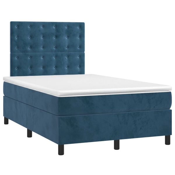 vidaXL Cama box spring con colch&oacute;n terciopelo azul oscuro 120x200 cm
