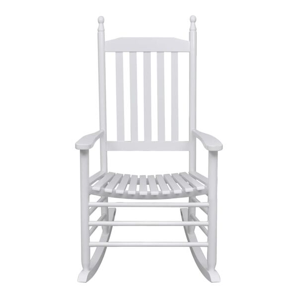 vidaXL Mecedora de madera con asiento curvado madera blanca