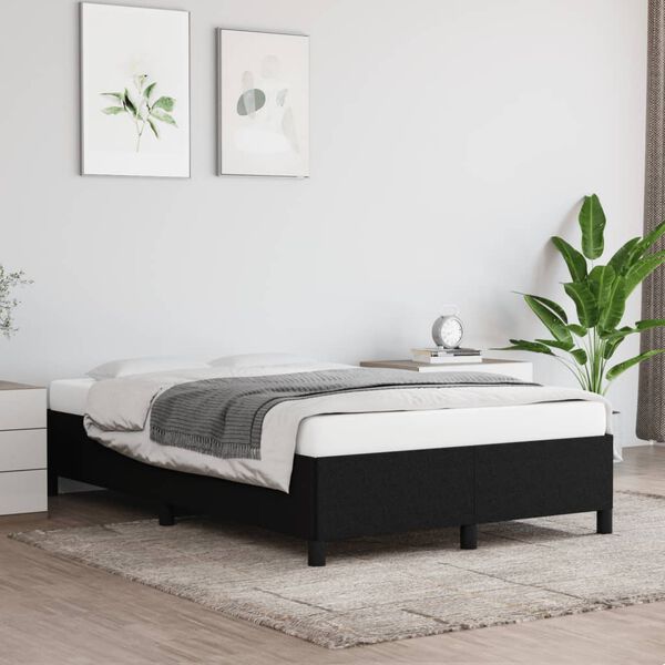 vidaXL Estructura de cama sin colch&oacute;n tela negro 120x200 cm