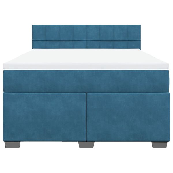 vidaXL Cama box spring con colch&oacute;n terciopelo azul oscuro 140x190 cm