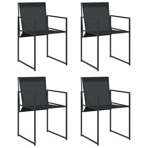 vidaXL Sillas de jard&iacute;n con cojines 4 unidades acero y textilene negro
