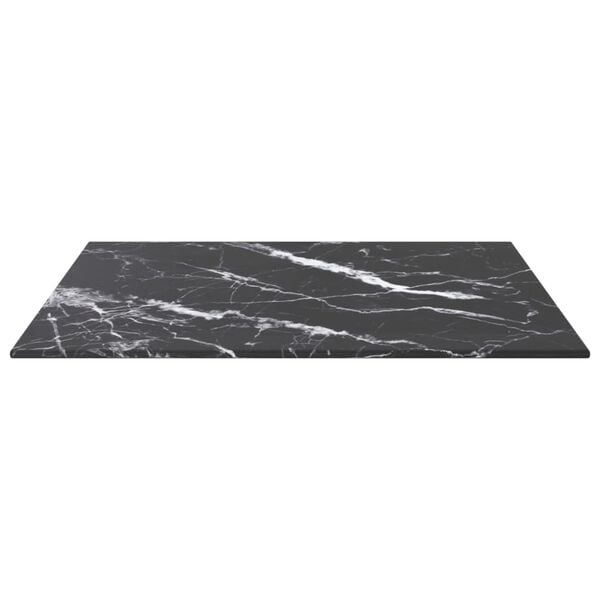 vidaXL Tablero mesa diseño mármol vidrio templado negro 50x50 cm 6 mm