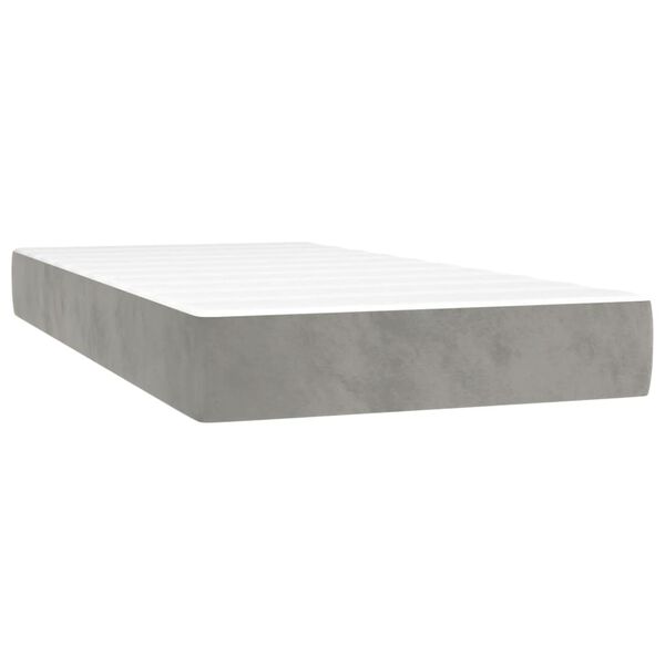vidaXL Cama box spring con colch&oacute;n terciopelo gris claro 100x200 cm