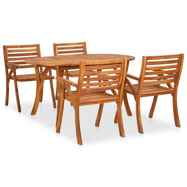 vidaXL Conjunto de comedor de jard&iacute;n de 5 piezas, 150 x 90 cm, madera maciza de acacia