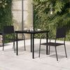 vidaXL Mesa de comedor de jard&iacute;n acero y vidrio negra 80x80x74 cm