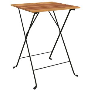 vidaXL Mesa de cafeter&iacute;a plegable teca maciza y acero 55x54x71 cm