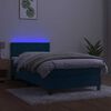 vidaXL Cama box spring colch&oacute;n y LED terciopelo azul oscuro 90x200 cm