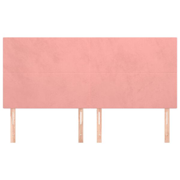 vidaXL Cabecero de cama rosa 200x5x118/128 cm Terciopelo