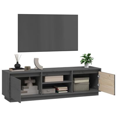 vidaXL Mueble de TV de madera maciza de pino gris 140x35x40 cm