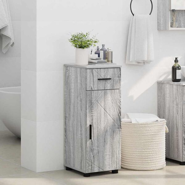 vidaXL Gabinete de Ba&ntilde;o con caj&oacute;n Gris Sonoma 30 x 35 x 80 cm