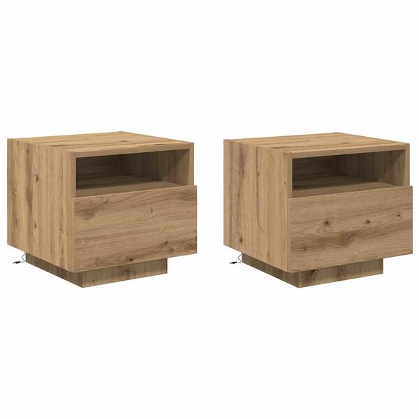 vidaXL Armario de Noche 2 pcs Roble artesanal 40 x 39 x 37 cm