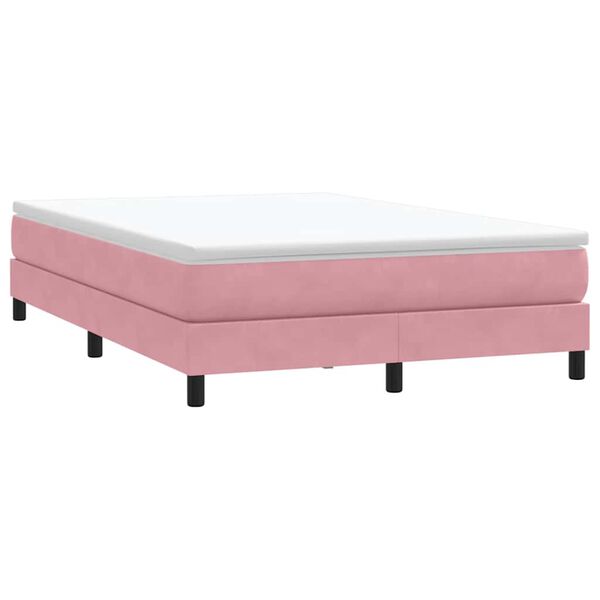vidaXL Cama box spring sin colch&oacute;n rosa terciopelo 140x220 cm