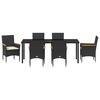 vidaXL Conjunto de Comedor de Jard&iacute;n 7 pcs Negro rat&aacute;n sint&eacute;tico