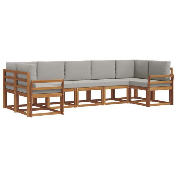 vidaXL Conjunto de sof&aacute;s de exterior 7 pcs Gris Natural y Claro