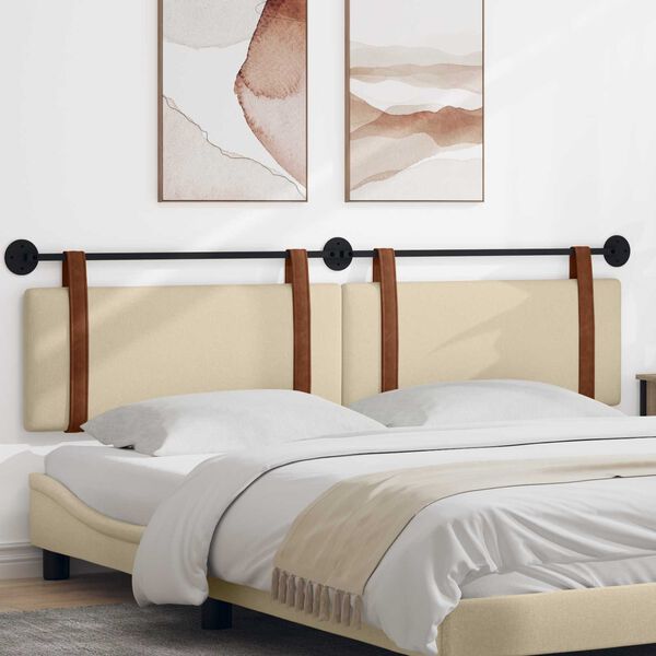 vidaXL Cabecera Colgante Liso Crema 210 x 55 x 5 cm PU antiguo