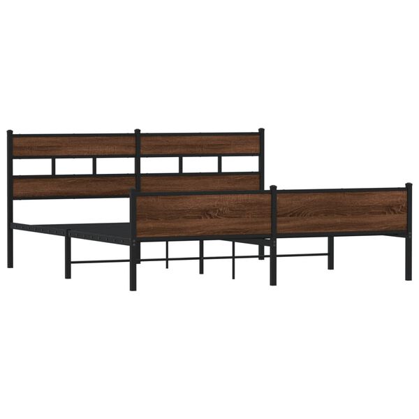 vidaXL Estructura de cama sin colch&oacute;n metal roble marr&oacute;n 200x200 cm