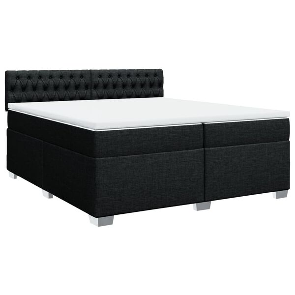 vidaXL Cama box spring con colch&oacute;n tela negro 200x200 cm