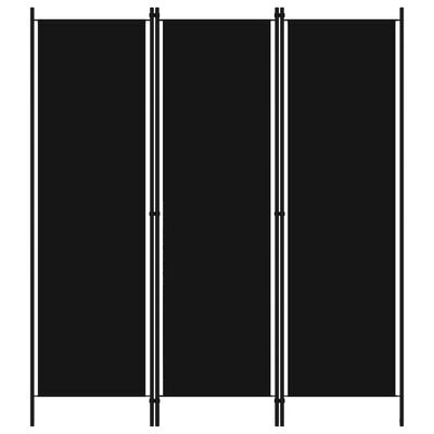 vidaXL Biombo divisor de 3 paneles negro 150x180 cm