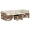 vidaXL Conjunto de sof&aacute;s de jard&iacute;n 8 uds. Beige y blanco crema