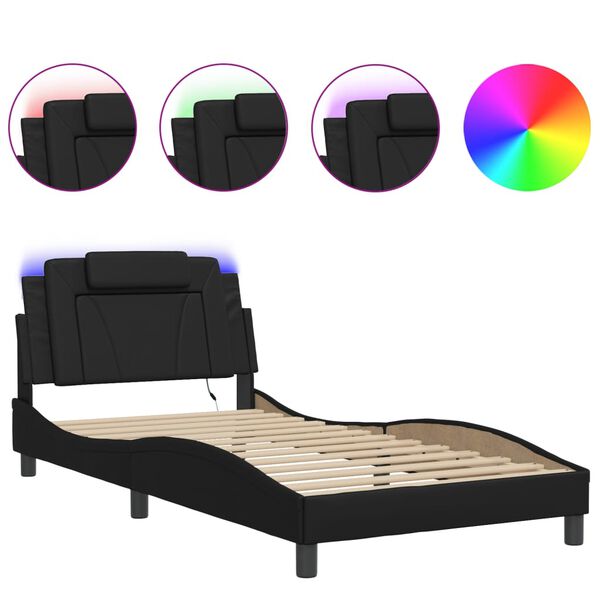 vidaXL Estructura de cama Viana con LED sin colch&oacute;n negro 100x200 cm