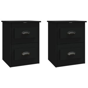 vidaXL Mesitas de noche de pared 2 uds negras 41,5x36x53 cm