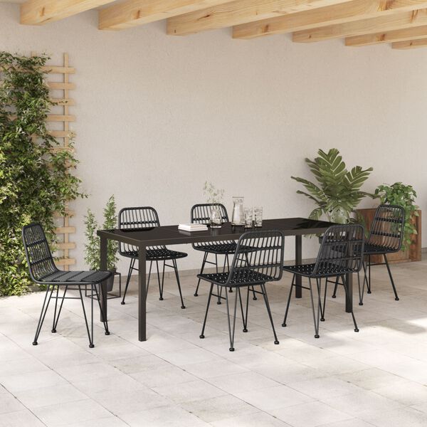 vidaXL Conjunto de Comedor de Jard&iacute;n 7 pcs Negro