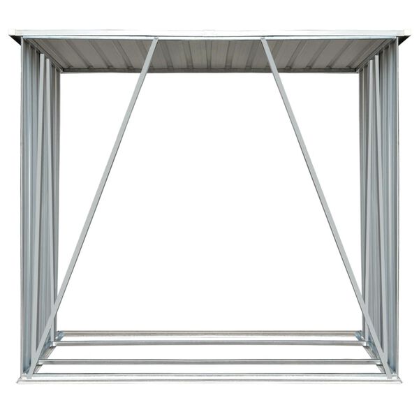 vidaXL Casetilla para leña acero galvanizado marrón 163x83x154 cm