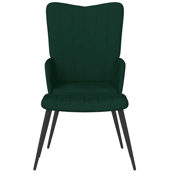 vidaXL Sill&oacute;n de relax con taburete terciopelo verde oscuro