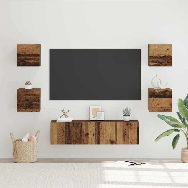 vidaXL Conjunto de mueble de TV 6 pcs Madera envejecida