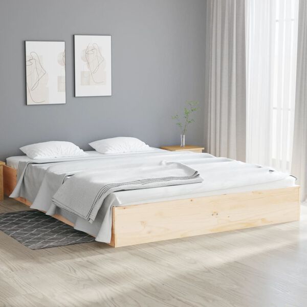 vidaXL Estructura de cama sin colch&oacute;n madera maciza 140x190 cm