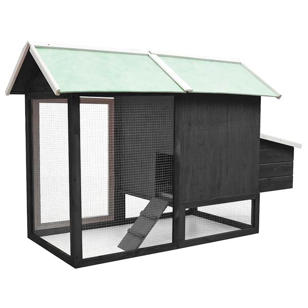 vidaXL Gallinero madera maciza de pino y abeto gris 170x81x110 cm