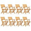 vidaXL Sillas plegables, 8 unidades, 55x62x90 cm, madera maciza de teca.