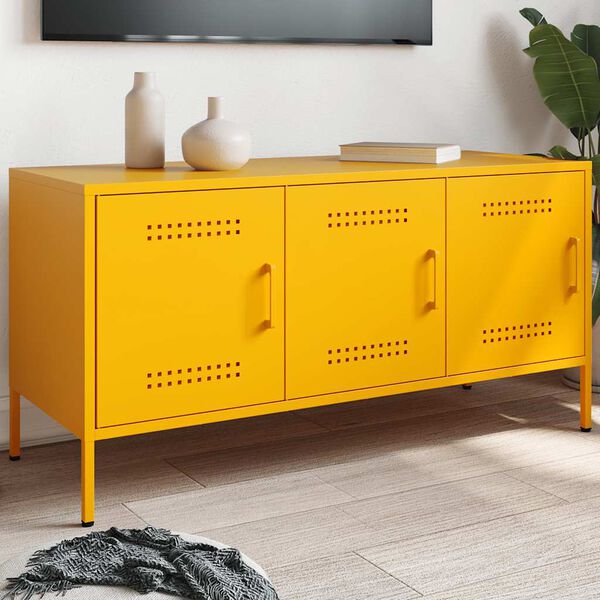 vidaXL Mueble de TV de acero amarillo mostaza 100,5x39x50,5 cm