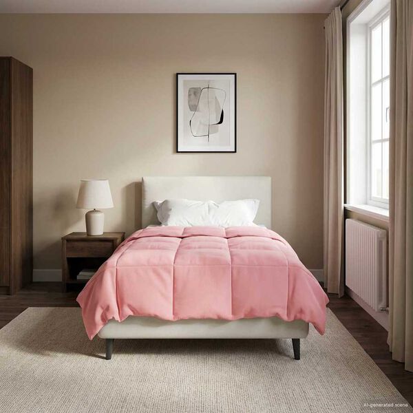 vidaXL Edred&oacute;n de Invierno Acolchado Rosa 135 x 200 cm Microfibra