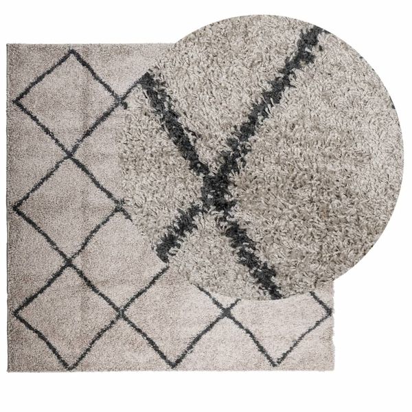 vidaXL Alfombra pelo largo moderna PAMPLONA beige antracita 200x200 cm