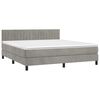 vidaXL Cama box spring colch&oacute;n y LED terciopelo gris claro 180x200 cm