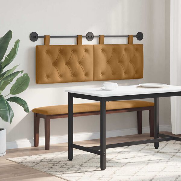 vidaXL Cabecera Colgante Marr&oacute;n 150 x 55 x 7 cm Terciopelo