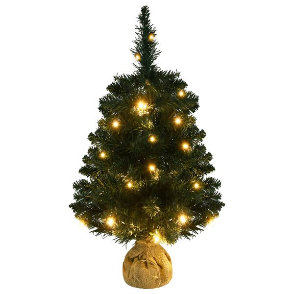 vidaXL &Aacute;rbol de Navidad preiluminado con luces y soporte verde 60 cm
