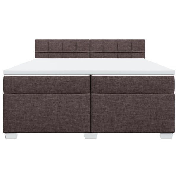 vidaXL Cama box spring con colch&oacute;n tela marr&oacute;n oscuro 200x200 cm