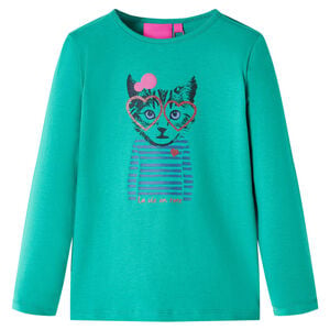 Camiseta infantil de manga larga verde brillante 104