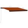 vidaXL Toldo manual retr&aacute;ctil con LED naranja y marr&oacute;n 450x300 cm