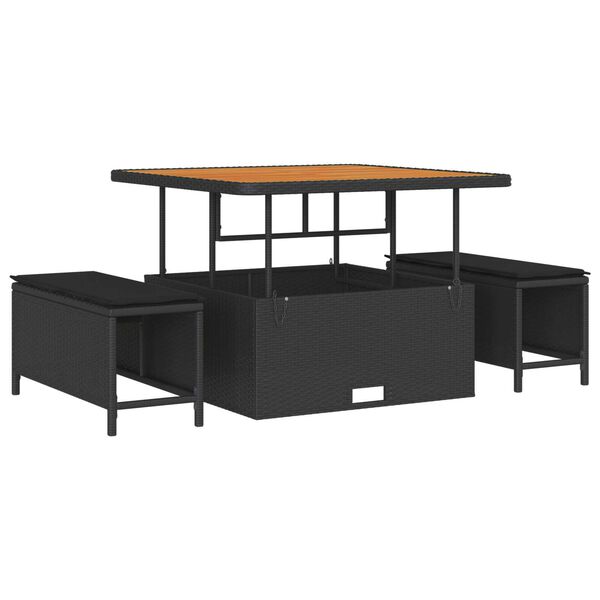 vidaXL Conjunto de sof&aacute; de jard&iacute;n con coj&iacute;n con almohada 13 pcs Negro