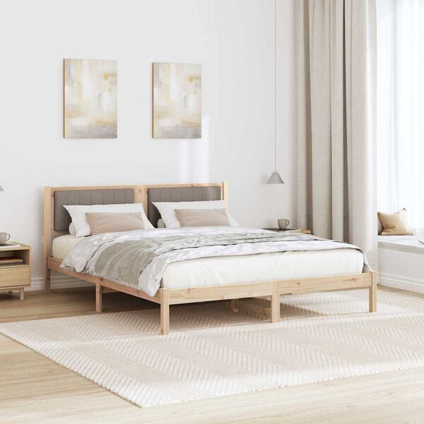 vidaXL Estructura de Cama con Cabecera Tapizada Taup&eacute; 150 x 200 cm