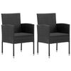vidaXL Sillones de jard&iacute;n con cojines 2 uds rat&aacute;n sint&eacute;tico negro