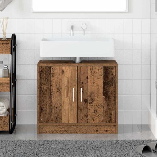 vidaXL Gabinete de Ba&ntilde;o con puerta Madera Vieja 63 x 29 x 55 cm