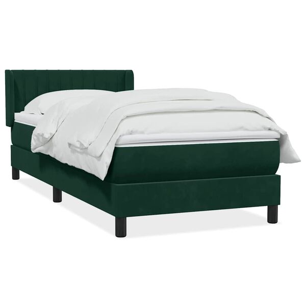 vidaXL Cama box spring con colch&oacute;n terciopelo verde oscuro 90x220 cm