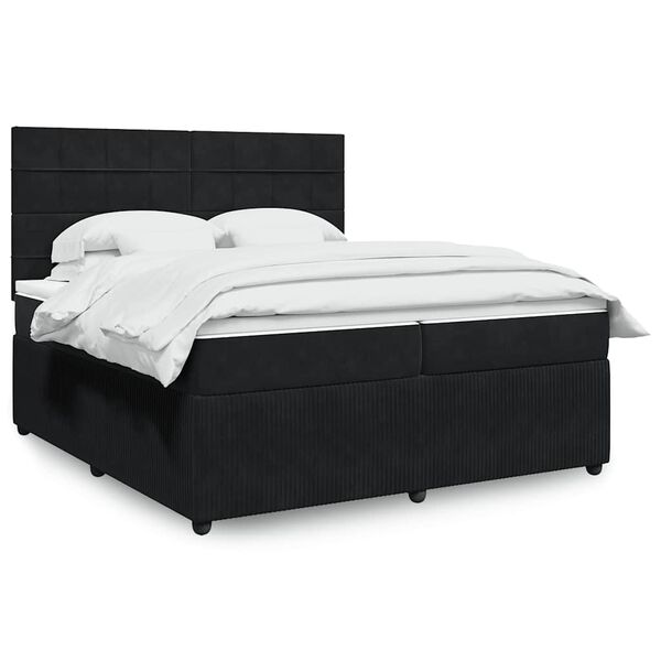 vidaXL Cama box spring con colch&oacute;n terciopelo negro 200x200 cm