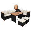 vidaXL Set muebles de jard&iacute;n 7 piezas y cojines rat&aacute;n sint&eacute;tico negro