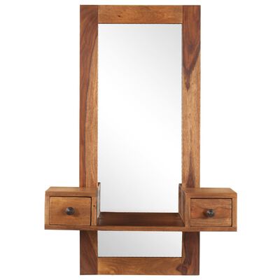 vidaXL Espejo cosmético con 2 cajones madera maciza de sheesham