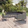 vidaXL Set de muebles de jard&iacute;n 9 pzas y cojines rat&aacute;n sint&eacute;tico gris